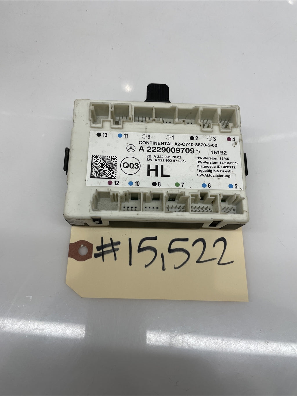 2014 2015 2016 2017 Mercedes S550 W222 Left Rear Door Control Module A2229009709