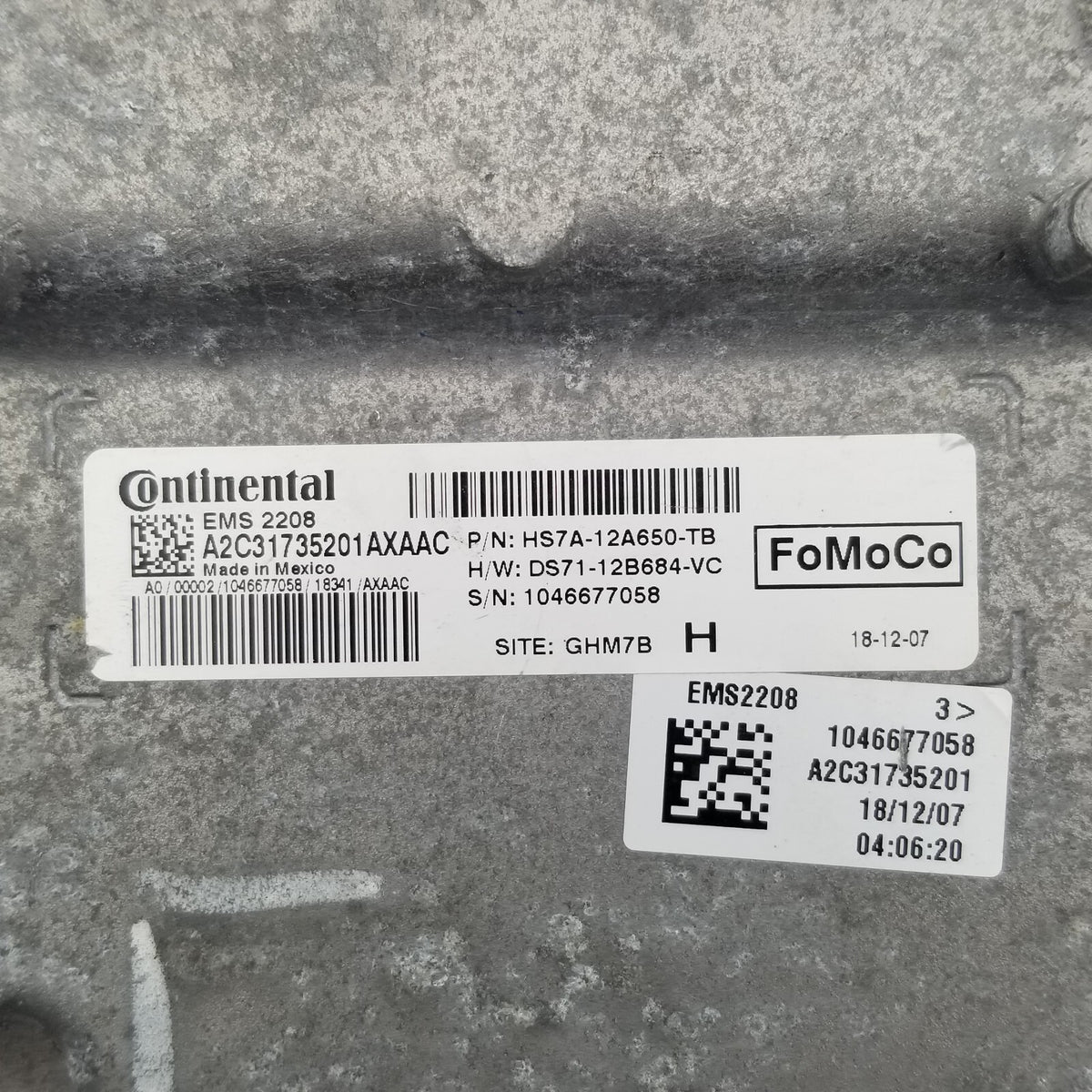2017 - 2020 Ford Fusion Engine Computer Control Module ECU HS7A-12A650-TB