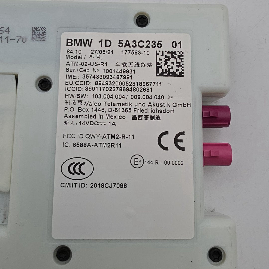 2019 - 2023 BMW G20 G30 M3 M4 X5 Antenna Telematics Control Module 5A3C235