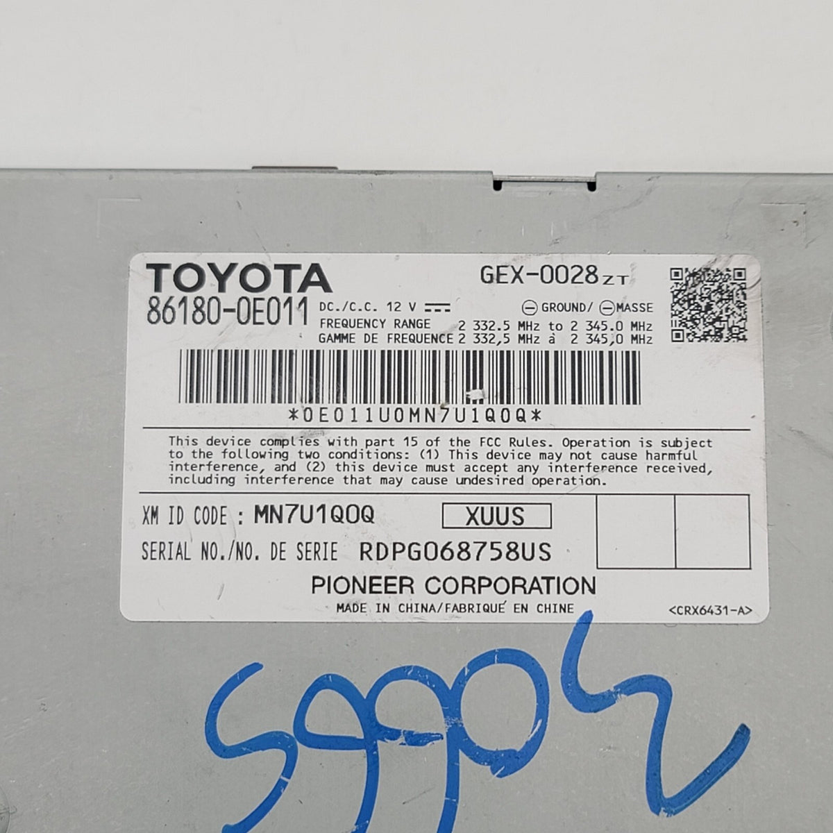 2014- 2019 Toyota Tacoma Audio Equipment Radio Satellite Receiver 86180-0E011