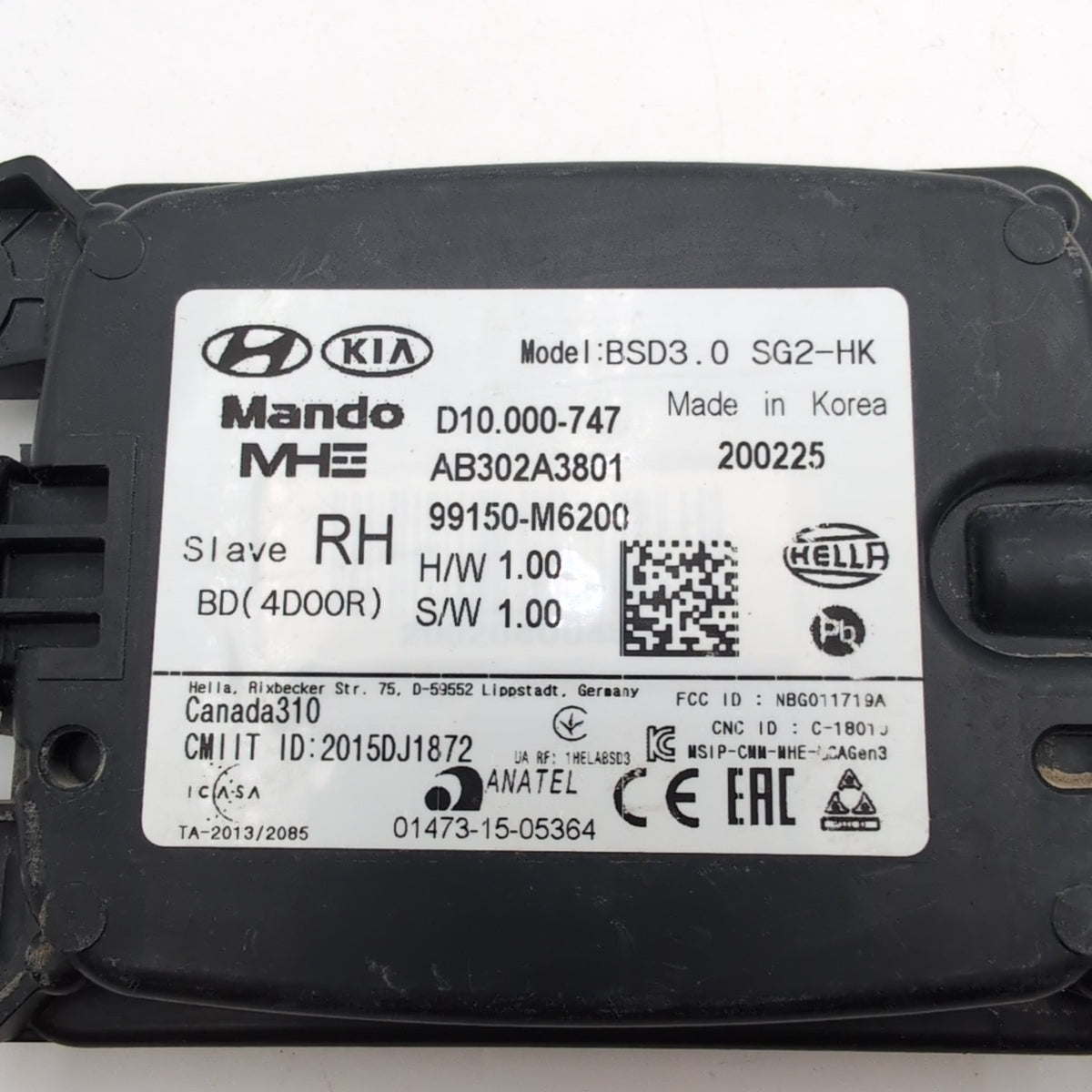 2019 2020 2021 Kia Forte RH SLAVE Rear Right Blind Spot Radar Sensor 99150-M6200