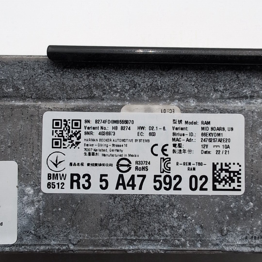 2021 2022 2023 BMW G30 X3 X5 Radio Audio Receiver Control Module 5A47592