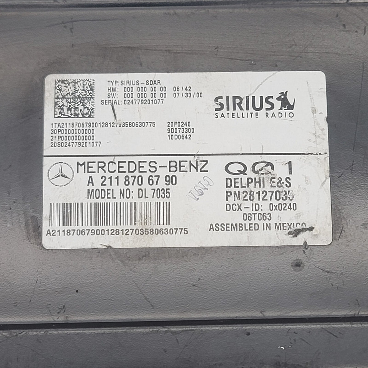 2003- 2009 Mercedes W209 CLK350 ML320 GL450 Sirius Satellite Radio Receiver OEM