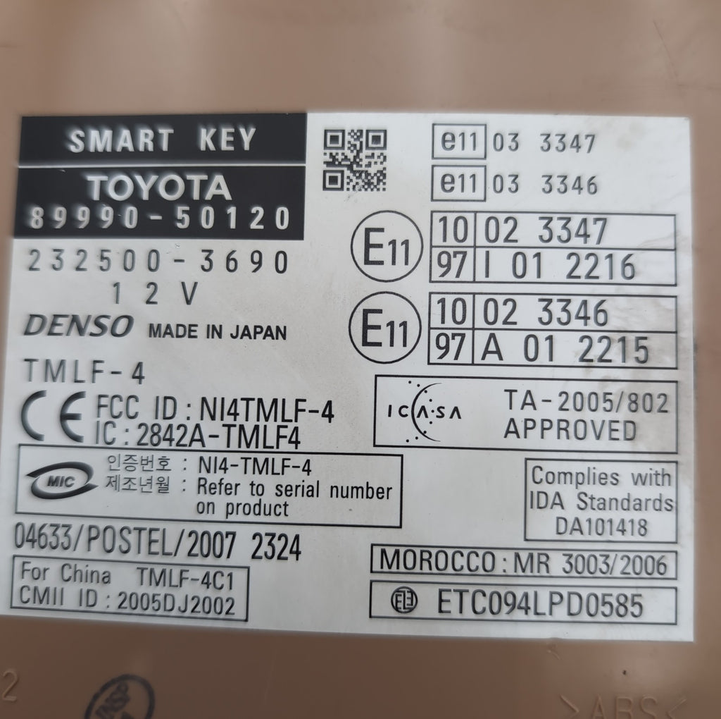 2007 2008 2009 Lexus LS460 Smart Keyless Entry Control Module 89990-50120