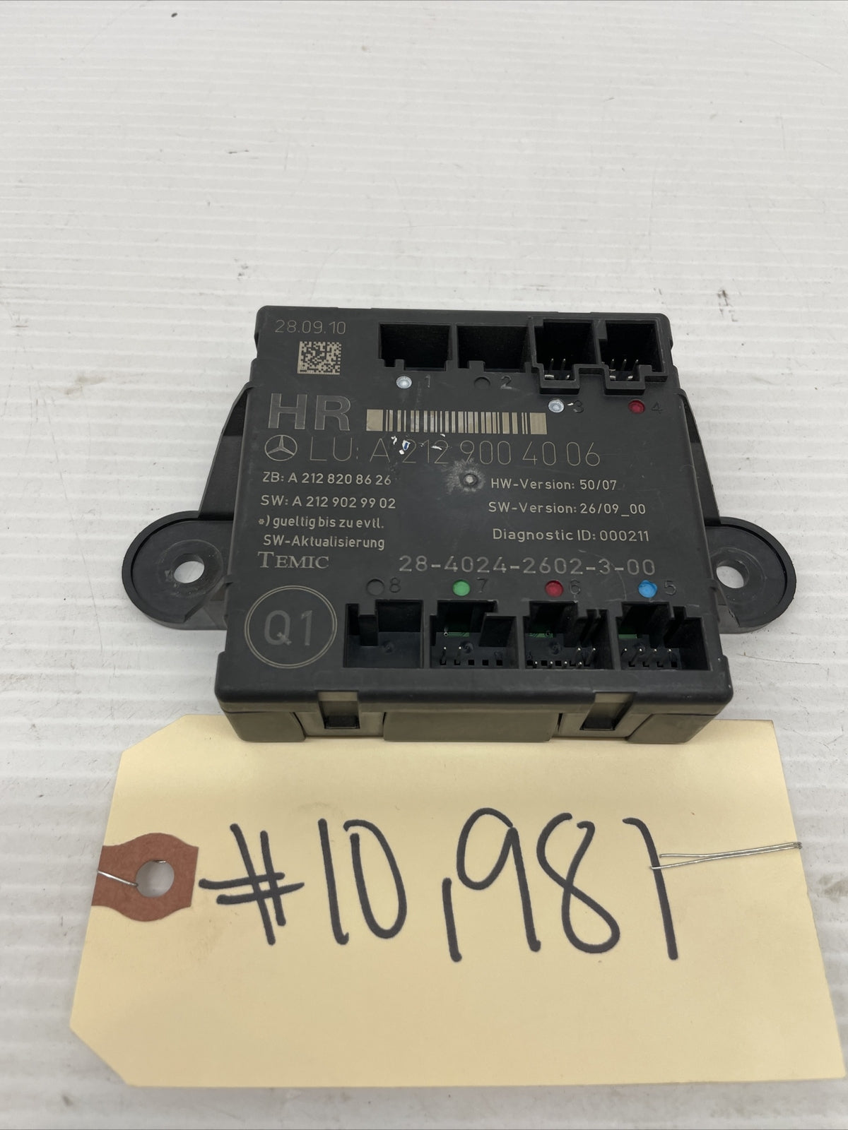 2008- 14 Mercedes W204 C350 C300 C250 Rear Right Door Control Module Passenger