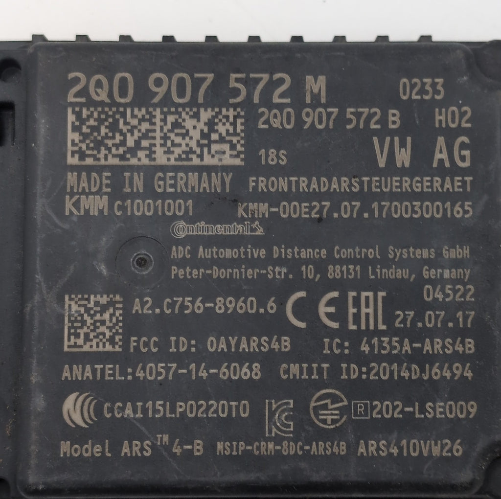 2018 2019 Volkswagen Tiguan Front Cruise Control Radar 2Q0907572M OEM