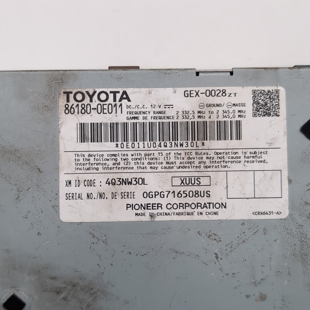 2014- 2019 Toyota Tundra Audio Equipment Radio Satellite Receiver 86180-0E011
