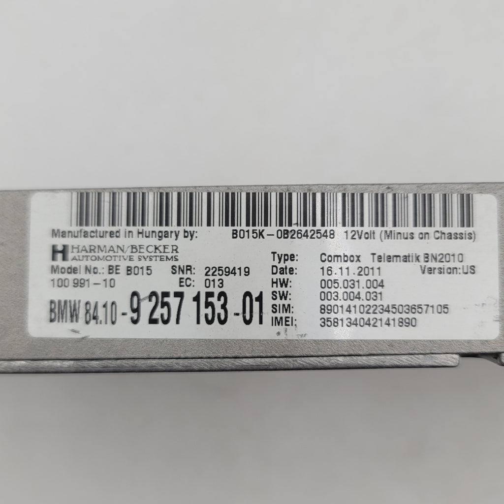2011- 2016 BMW F07 F10 F30 F01 Telematics Communication Control Module 9257153
