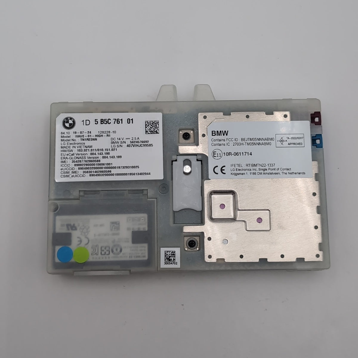 2025 BMW 330i G20 X1 U11 X3 G45 Antenna Telematics Control Module 5B5C761
