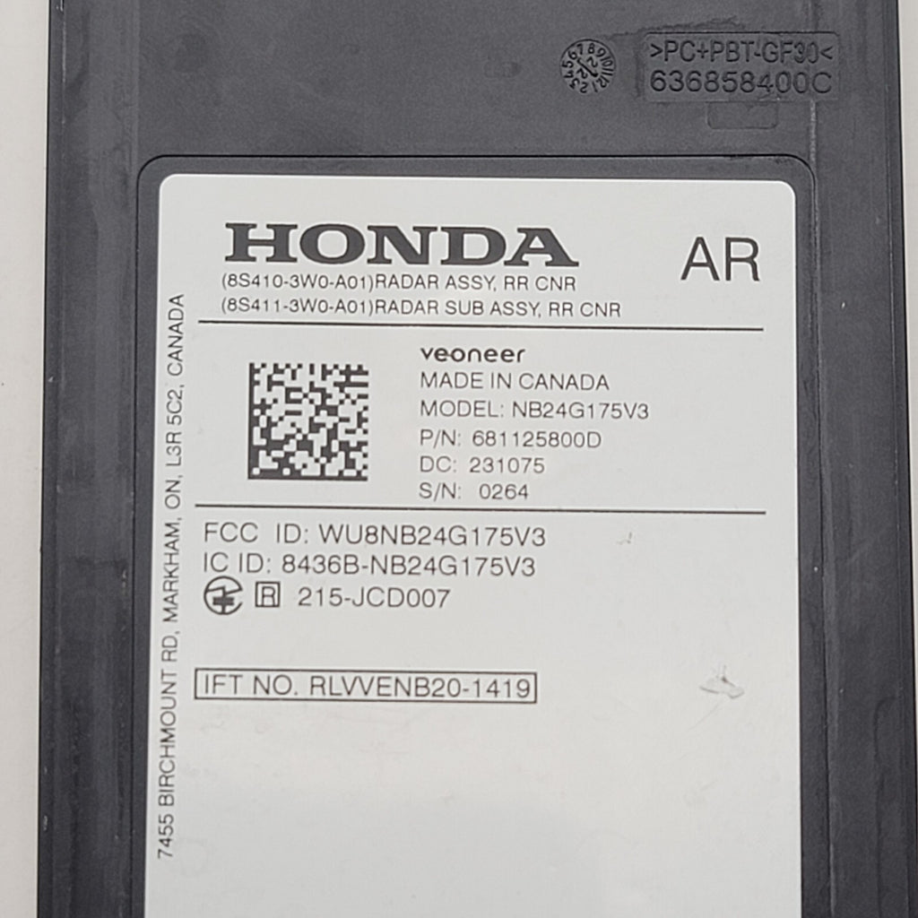 2023 HONDA HR-V REAR RIGHT BLIND SPOT RADAR SENSOR OEM 8S410-3W0-A01