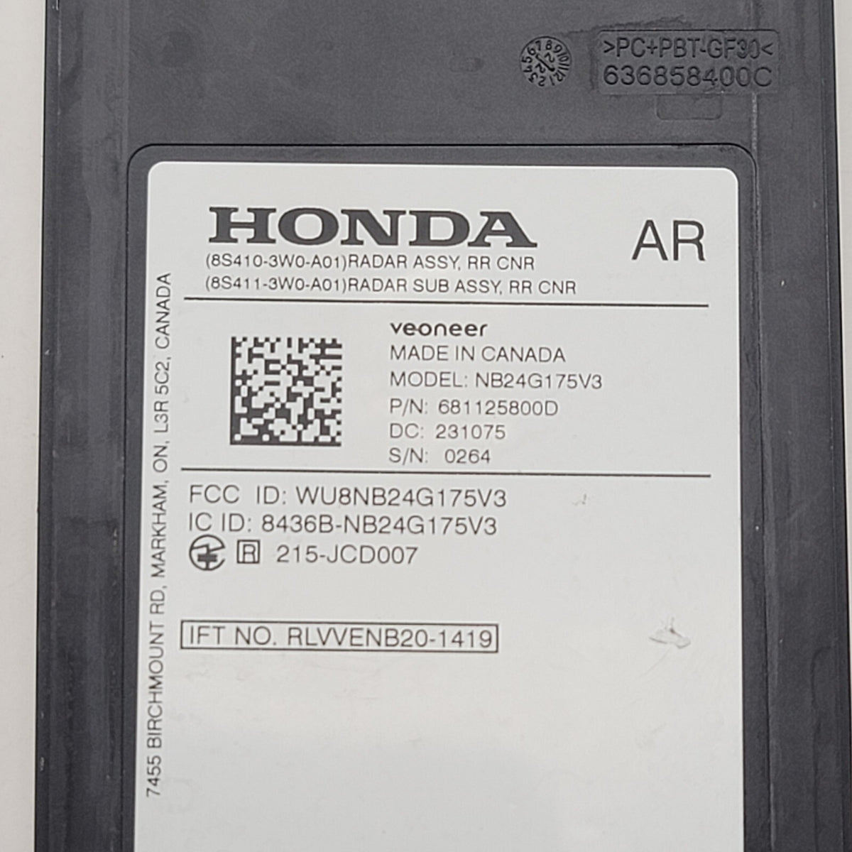 2023 HONDA HR-V REAR RIGHT BLIND SPOT RADAR SENSOR OEM 8S410-3W0-A01