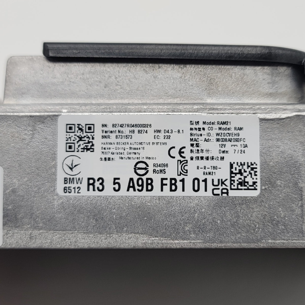 2019- 2024 BMW X4 G02 F91 G20 G30 G12 F90 Radio Audio Signal Reciever Processor