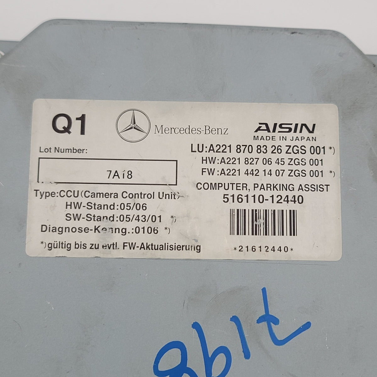 2007 - 2014 Mercedes CL550 S550 Rear View Backup Camera Control Module OEM